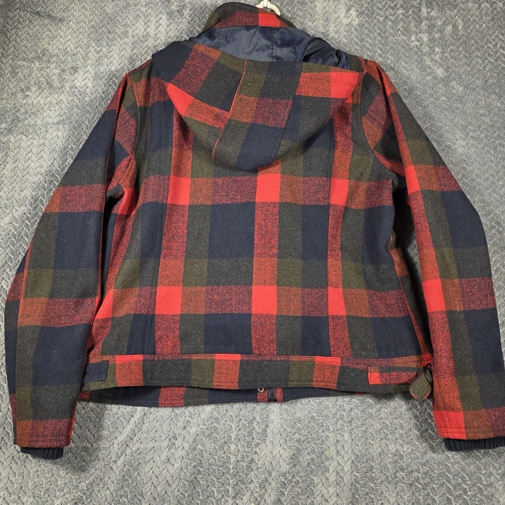 Harley-Davidson Women's Wool Hooded Jacket 2XL Plaid Red Black Double Zip - Picture 3 of 16